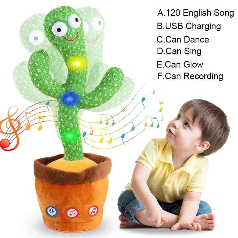 Talking Dancing Cactus Toy | Voice Repeat, Music & LED Lights