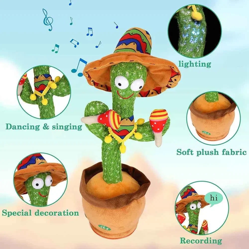 Talking Dancing Cactus Toy | Voice Repeat, Music & LED Lights