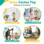 Talking Dancing Cactus Toy | Voice Repeat, Music & LED Lights