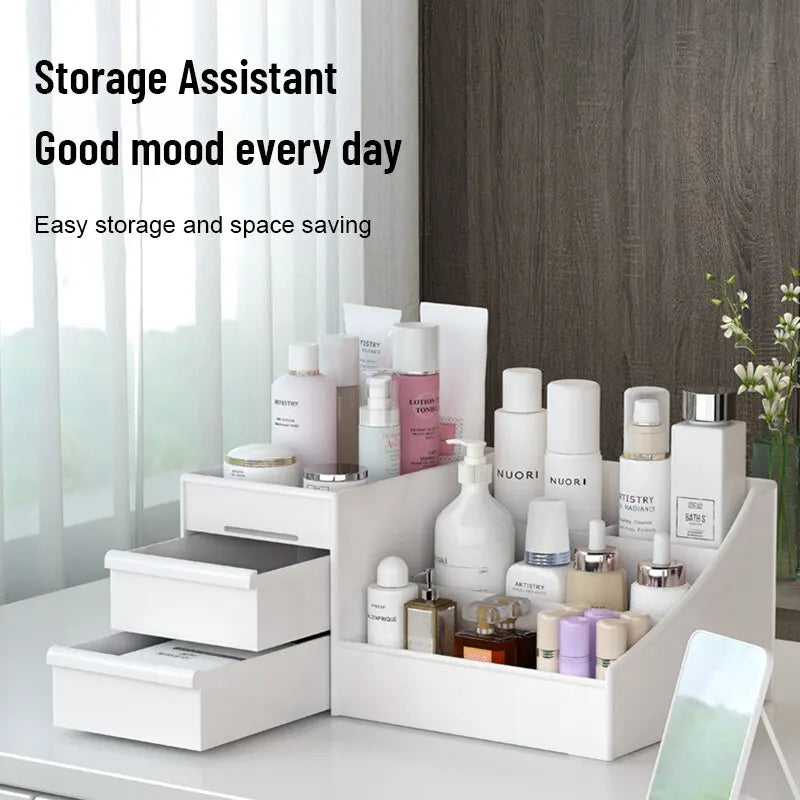 White Makeup Organizer with Drawers & Skincare Storage