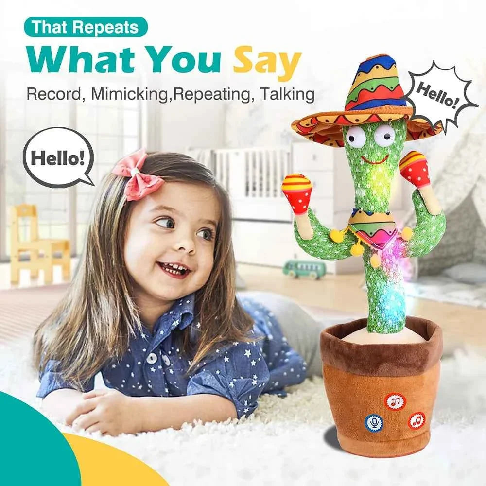Talking Dancing Cactus Toy | Voice Repeat, Music & LED Lights