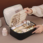 Travel Makeup Bag with Handle | PU Cosmetic & Toiletry Organizer
