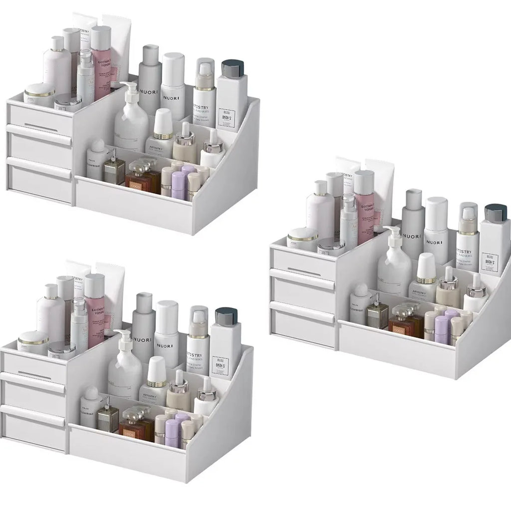 White Makeup Organizer with Drawers & Skincare Storage