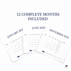 Three calendar pages showing January 2022, June 2025, and September 2025 on a white background.