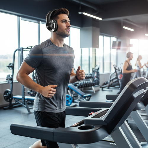 ANC headphones worn at the gym