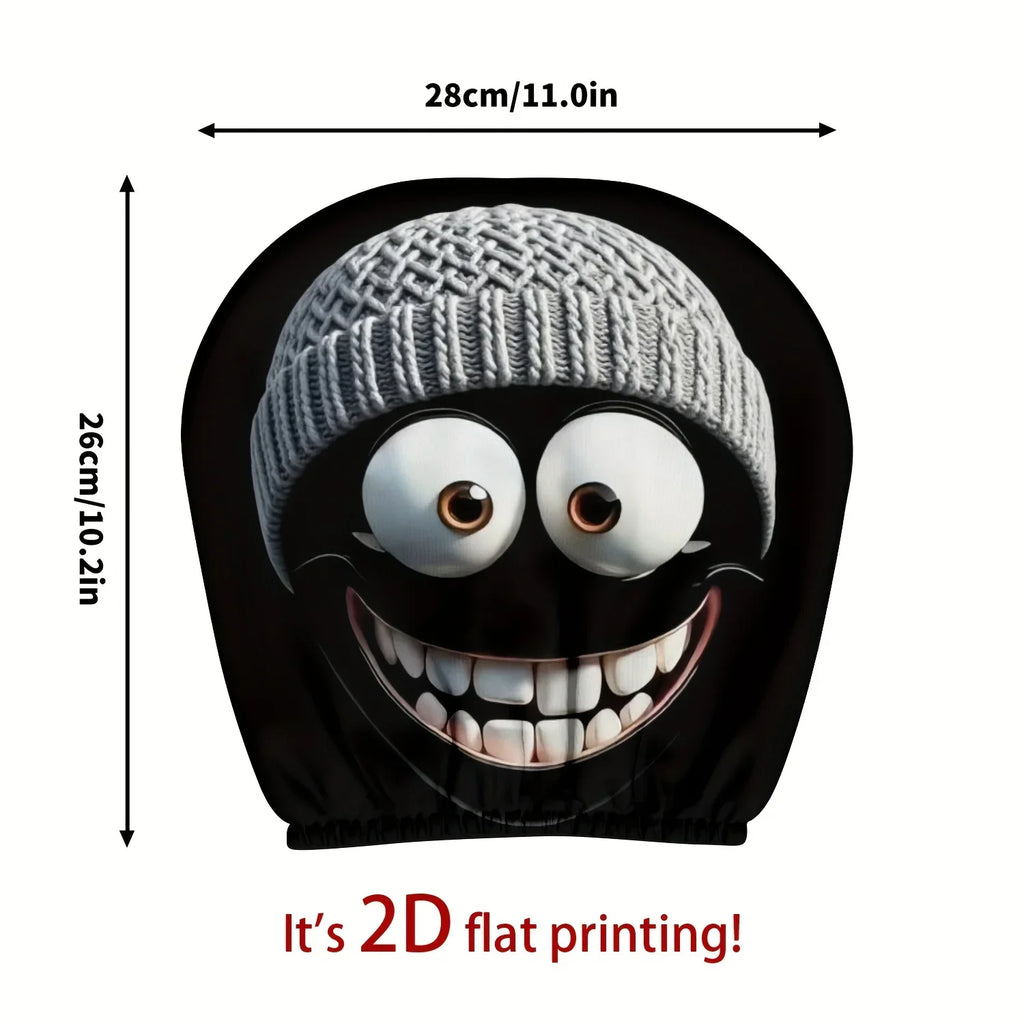 2Pc Cozy Cartoon Cuddles for Your Car's Napping Neck - Smiley Face Headrest Huggers That Wash Away Road Trip Grime!