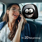 2Pc Cozy Cartoon Cuddles for Your Car's Napping Neck - Smiley Face Headrest Huggers That Wash Away Road Trip Grime!