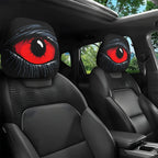 2 Pcs Red Devil'S Eye Car Headrest Covers - Red and Black Gothic Design, Washable, Suitable for General Motors Vehicles