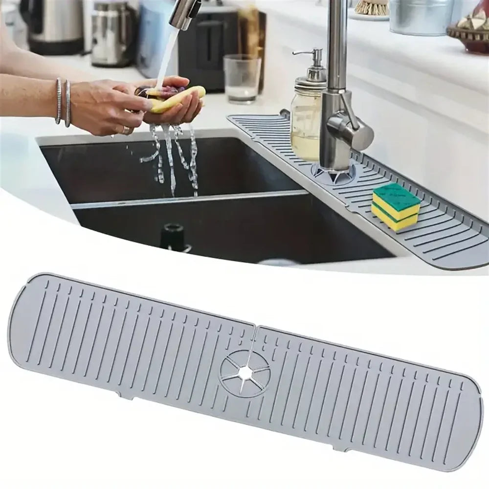 Silicone Drain Mat, Kitchen Faucet Sink Splash Guard, Sink Draining Pad behind Faucet,For Kitchen & Bathroom Countertop Protect
