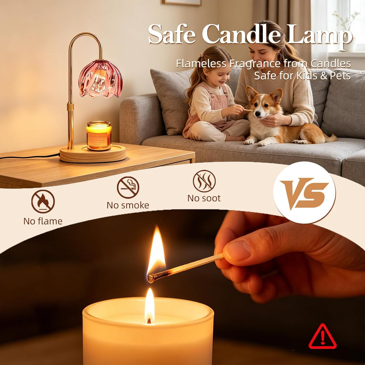 Flower Candle Warmer Lamp with Timer, Dimmable, Adjustable Height
