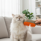 Electric spray comb grooming a cat