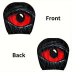 2 Pcs Red Devil'S Eye Car Headrest Covers - Red and Black Gothic Design, Washable, Suitable for General Motors Vehicles
