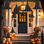 12 PCS Halloween Witch Hats, Black Hanging Witch Hats Porch Yard Decor
