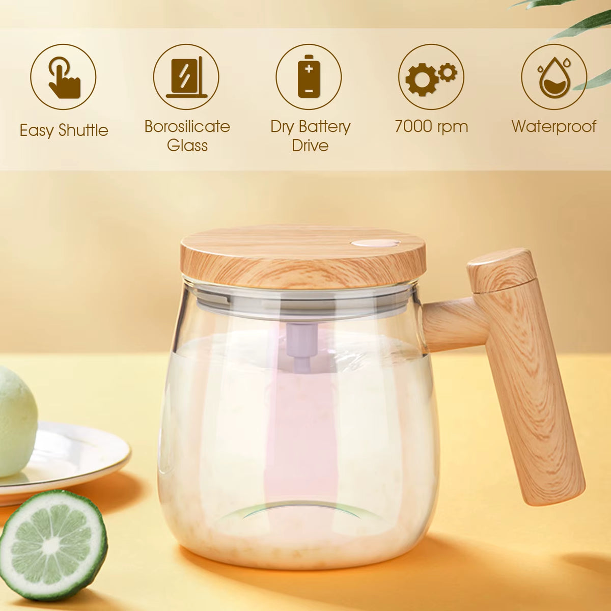 400ML Self Stirring Mug 7000RPM Electric High Speed Mixing Mug with Waterproof Automatic Mix Cup for Coffee Milk Protein Powder