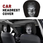Car Headrest Covers Universal Elastic Fit Horror Theme Skull Design Funny Playful All Occasions Seat Protectors Car Accessories