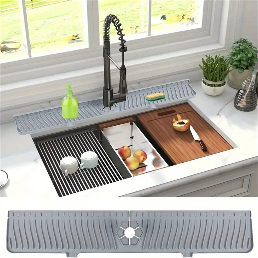 Silicone Drain Mat, Kitchen Faucet Sink Splash Guard, Sink Draining Pad behind Faucet,For Kitchen & Bathroom Countertop Protect