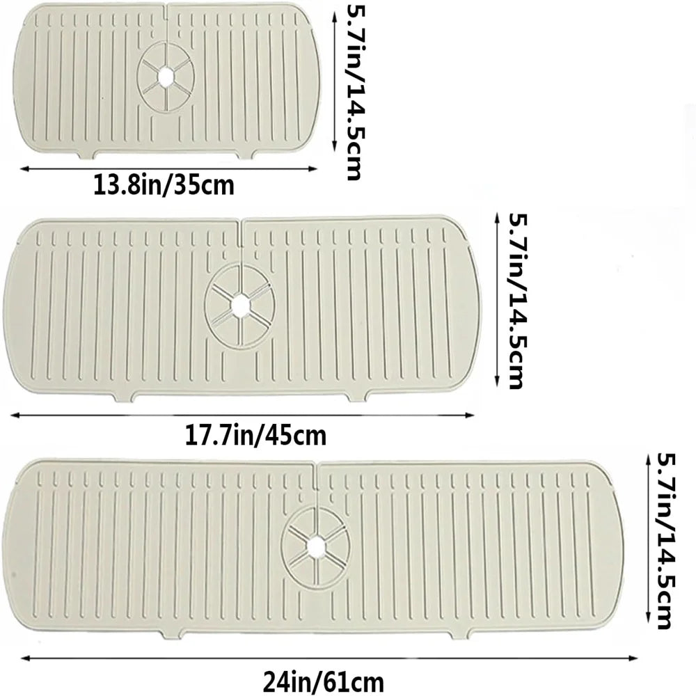 Silicone Drain Mat, Kitchen Faucet Sink Splash Guard, Sink Draining Pad behind Faucet,For Kitchen & Bathroom Countertop Protect