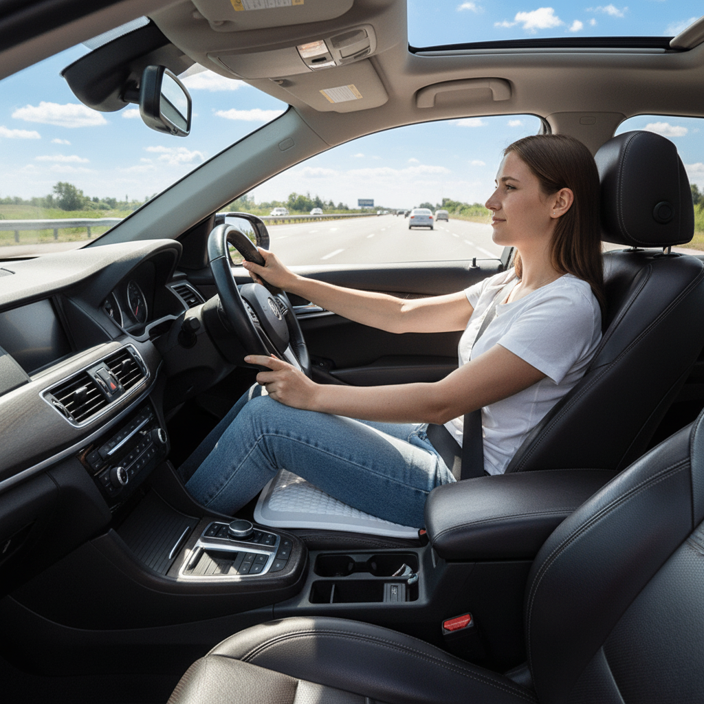 Gel seat cushion on car driver's seat