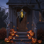 Glowing Skull Ghost Hanging Decoration – Porch Scene