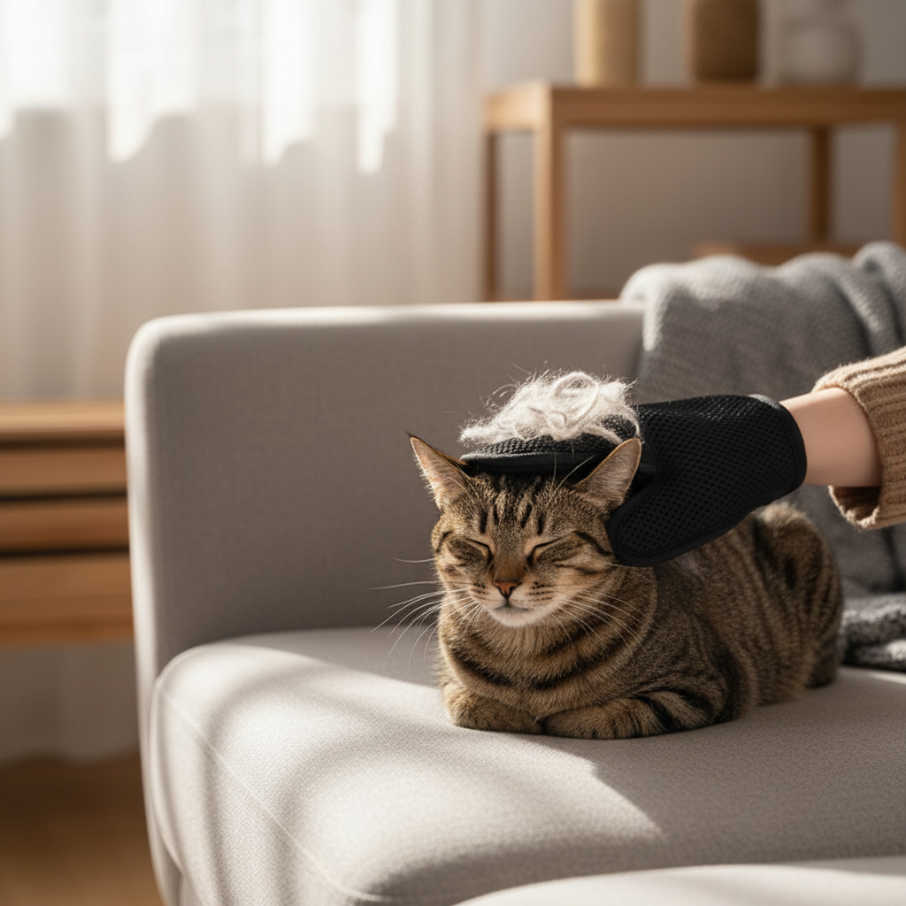 Pet Grooming Glove | Silicone Hair Removal for Cats & Dogs | Works on Furniture Too | Washable