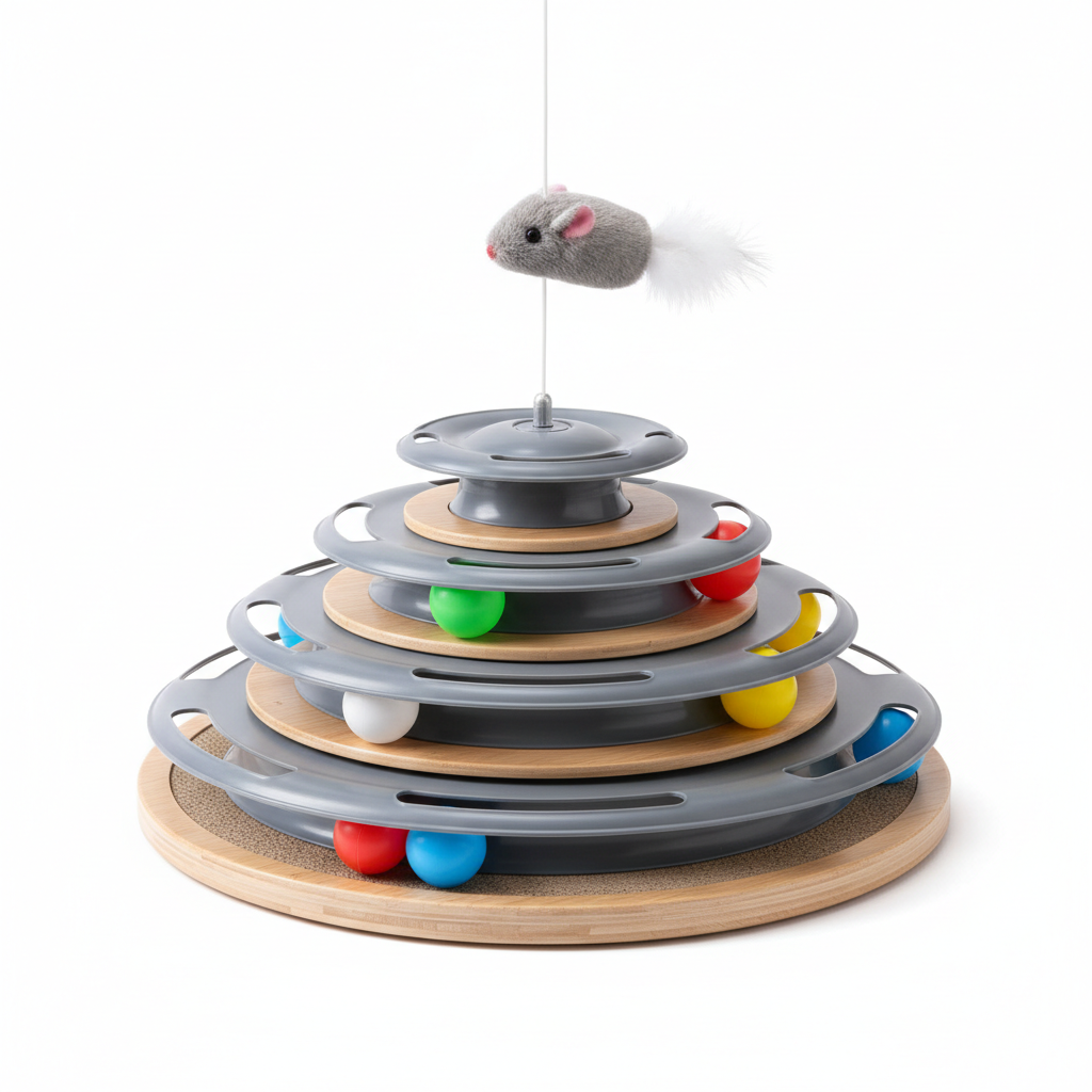 Cat Tower Round Track Toy - Side Angle View