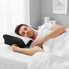 Man back sleeping on Pibi Comfort butterfly neck pillow