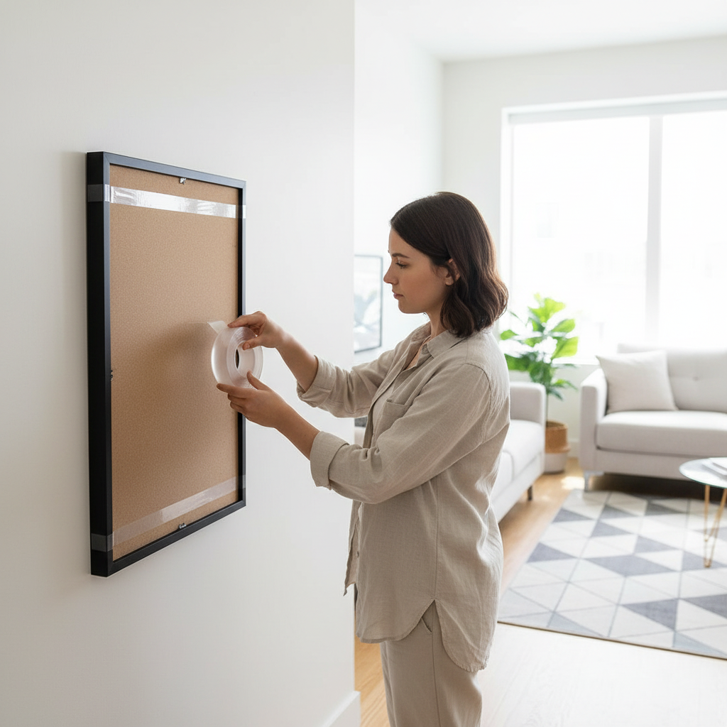 Nano tape used to mount picture frame