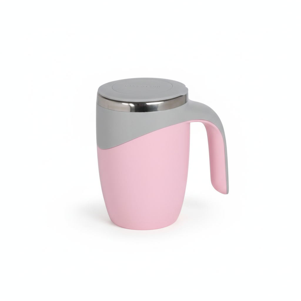 Pink Self-Stirring Mug on White Background