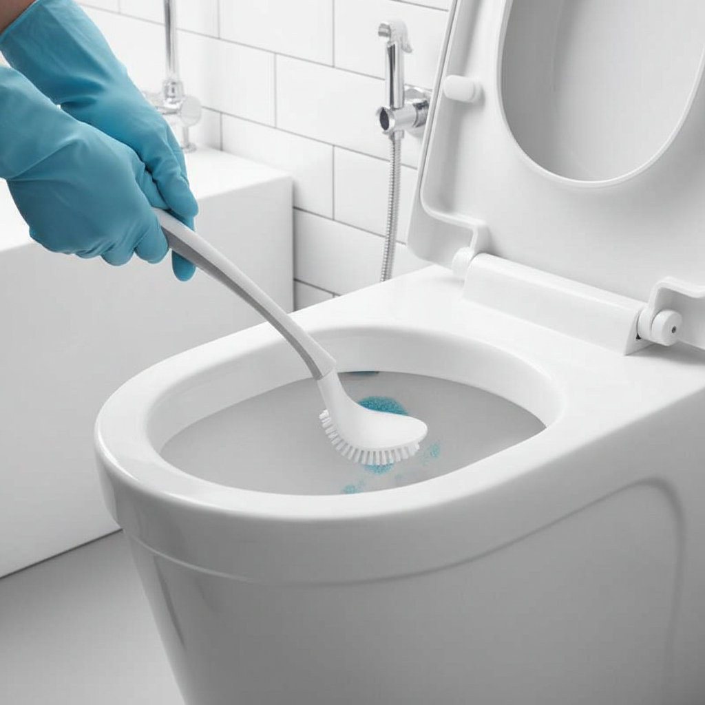 Silicone brush cleaning toilet bowl corners