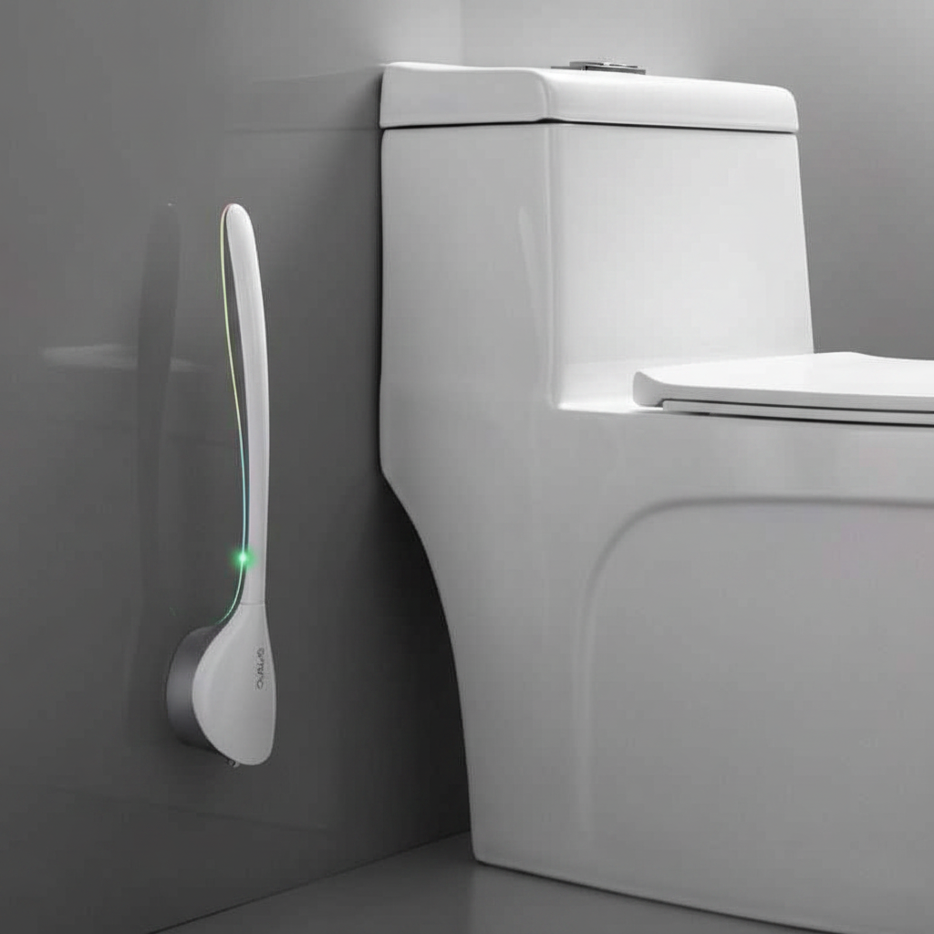 Silicone toilet brush mounted on bathroom wall