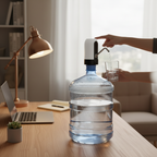 Water pump dispenser on desk in home office