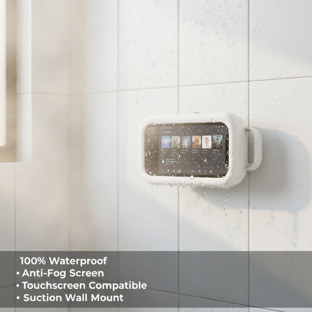 White Shower Holder with Feature Overlay