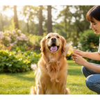 Yellow grooming comb used on golden retriever